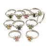 Butterfly Brass Adjustable Rings RJEW-G317-05P-1