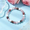 8.5mm Round Natural Rhodonite & Howlite & Strawberry Quartz & Rose Quartz  Bead Stretch Bracelets for Women BJEW-JB10944-06-4
