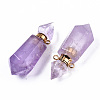 Faceted Natural Amethyst Pendants G-T131-15G-3