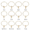 12Pcs Constellation Brass Paperclip Chains Charm Bracelets for Women BJEW-JB11256-2