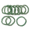 Dyed Natural Green Aventurine Beads Stretch Bracelets X-BJEW-Q305-6