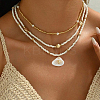 30Pcs Natural Shell & Imitation Pearl Pendants PALLOY-SC0004-42-5