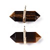 Natural Tiger Eye Double Terminal Pointed Pendants G-N345-09I-1