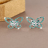 Brass Micro Pave Clear Cubic Zirconia Stud Earrings WG8C177-03-1