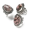 Natural Rhodonite Adjustable Rings RJEW-I108-01AS-04-4