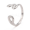 Non-Tarnish 304 Stainless Steel Snake Wrap Open Cuff Ring for Women RJEW-C025-18P-1