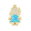 Brass Micro Pave Clear Cubic Zirconia Girl Connector Charms KK-I723-22G-1