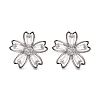 Rack Plating Flower Brass Micro Pave Clear Cubic Zirconia Stud Earrings EJEW-M029-01B-P-1