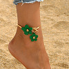 Flower Alloy & CCB Plastic Charm Iron Snake Chain Anklets FS-WGEA5BB-04-1