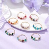 Round Natural Agate Beads Finger Rings RJEW-JR00805-1