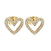 Brass Micro Pave Clear Cubic Zirconia Stud Earrings EJEW-C139-02G-4