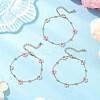 Glass & ABS Plastic Imitation Pearl Beads Link Bracelets BJEW-JB12572-05-2