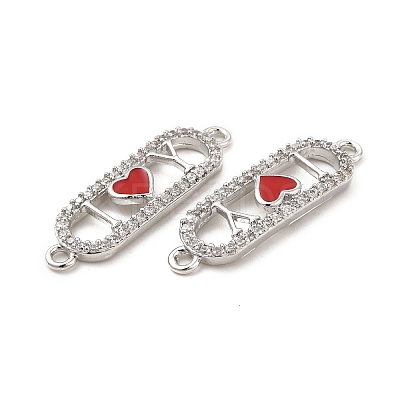 Brass Micro Pave Clear Cubic Zirconia Connector Charms KK-E068-VB403-2-1