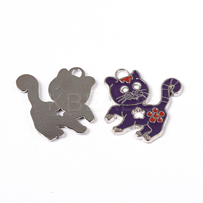 Alloy Enamel Kitten Pendants LS-ENAM-P033-3-1