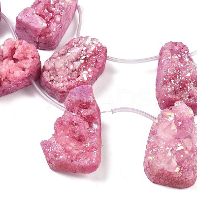 Electroplated Natural Druzy Agate Beads Strands G-N0259-04-1