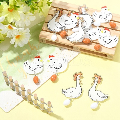 6Pairs 2 Styles Printed Acrylic Pendants OACR-YW0004-57-1-1