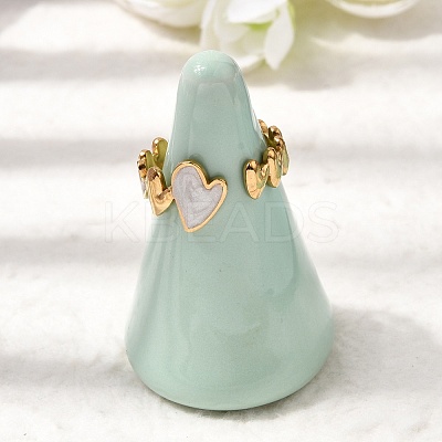 Heart 304 Stainless Steel Open Cuff Rings for Women RJEW-A091-02G-1