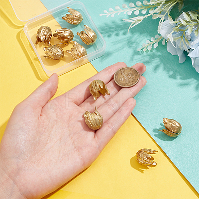 10Pcs 3D Brass Bead Caps KK-NB0003-29-1