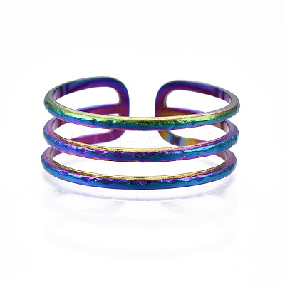 304 Stainless Steel Cuff Ring RJEW-N038-090-1