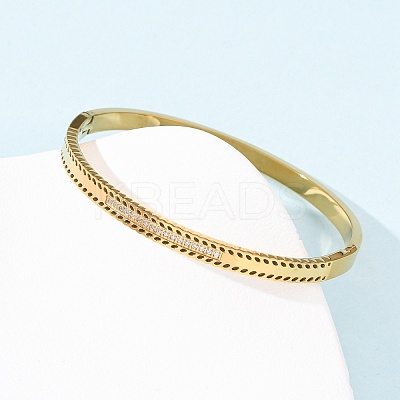 304 Stainless Steel Micro Pave Cubic Zirconia Hinged Bangles for Women BJEW-Z146-04G-1