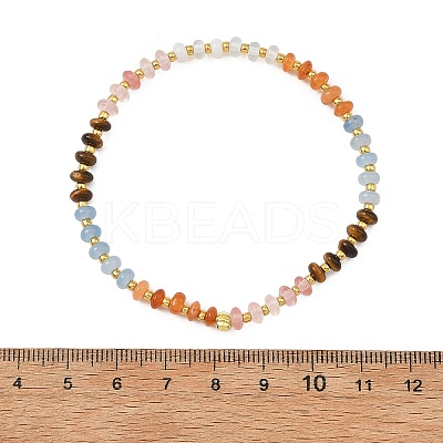 Opalite & Cherry Quartz Glass & Natural Tiger Eye & White Jade Rondelle Beads Stretch Bracelets for Women BJEW-JB14235-01-1