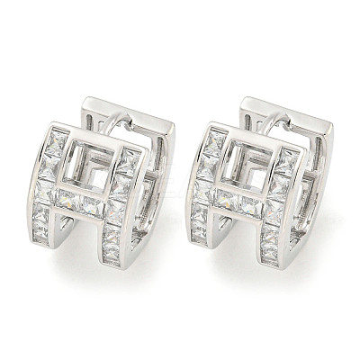 Brass Micro Pave Clear Cubic Zirconia Earrings EJEW-S228-08P-1