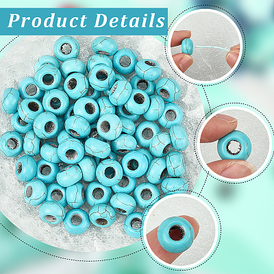 80Pcs Dyed Synthetic Turquoise European Beads SPDL-SC0001-02A-1