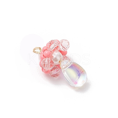 Glass Seed Beaded Jellyfish Pendants PALLOY-MZ00706-04-1