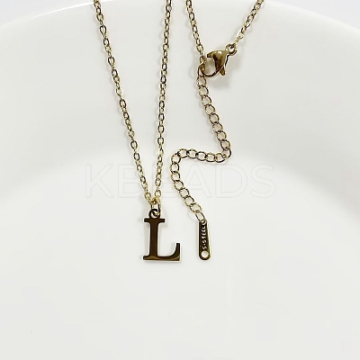 304 Stainless Steel Letter Pendant Necklaces NJEW-WH0027-26L-G-1