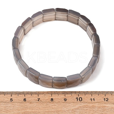 Natural Black Agate Beaded Stretch Bracelets for Unisex G-K303-02M-1