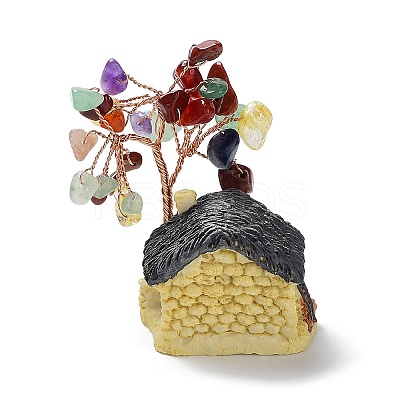 Resin & Natural Mixed Stone Model Ornament DJEW-Z001-01C-1