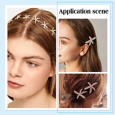 8 Style Starfish Alligator Hair Clips & Stud Earrings & Headband Set AJEW-PH0011-44-1