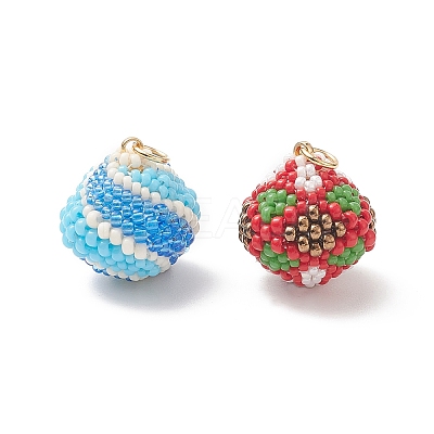 2Pcs 2 Color Handmade MIYUKI Japanese Seed Beads Pendants PALLOY-MZ00099-1