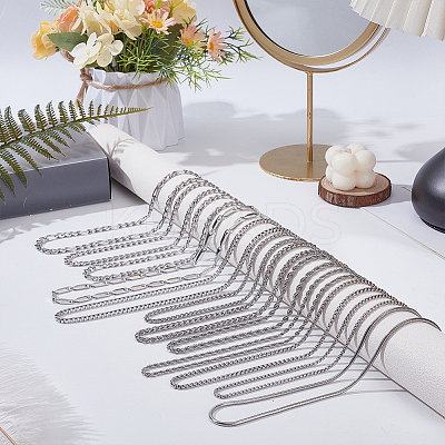 12Pcs 12 Styles 304 Stainless Steel Chain Necklaces NJEW-PH0001-43-1