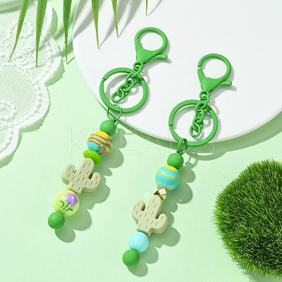 Baking Paint Alloy and Brass Bar Beadable Keychain for Jewelry Making DIY Crafts DIY-YW0007-58E-1