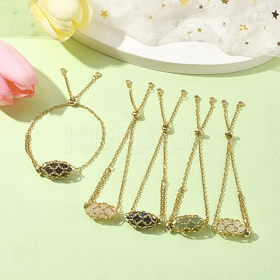 Natural Mixed Gemstone Bullet Link Slider Bracelets BJEW-JB09902-1