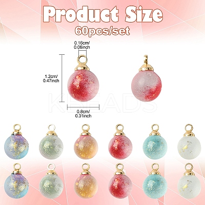 60Pcs 6 Colors Two Tone Transparent Spray Painted Glass Pendants GLAA-YW0004-45-1