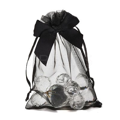 Rectangle Lace Organza Drawstring Gift Bags OP-K002-01-1