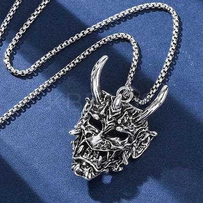 Tibetan Style Zinc Alloy Viking Pendant Necklaces NJEW-Z062-01AS-03-1