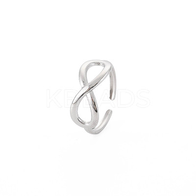 Non-Tarnish 304 Stainless Steel Open Infinity Hollow Cuff Ring for Women RJEW-S405-198P-1