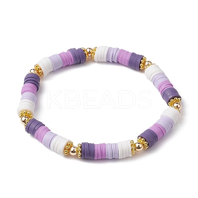 7Pcs 7 Color Polymer Clay Heishi Surfer Stretch Bracelets Set BJEW-JB09644-01-1