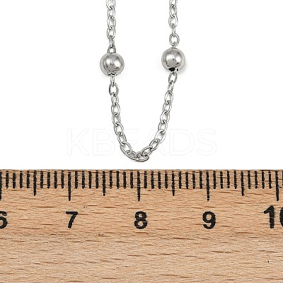 304 Stainless Steel 3MM Round Bead Cable Chain Necklaces for Women NJEW-G177-03A-P-1