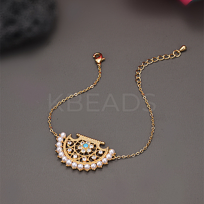 Brass Micro Pave Cubic Zirconia Link Bracelets for Women ZT3909-1