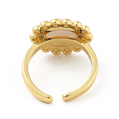Acrylic Sun with Evil Eye Open Cuff Ring RJEW-B042-07G-02-1