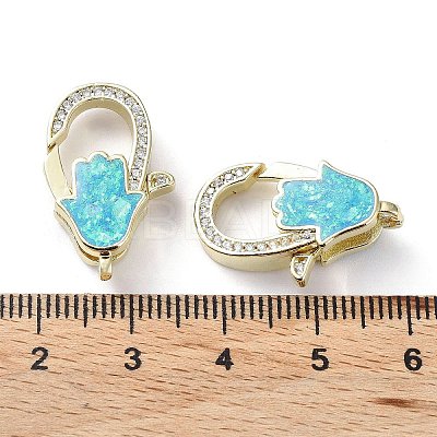 Rack Plating Brass Micro Pave Cubic Zirconia Lobster Claw Clasps KK-C041-03D-G-1