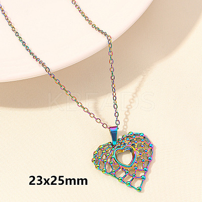 304 Stainless Steel Heart Pendant Necklaces for Men and Women FS-WG1B83F-03-1
