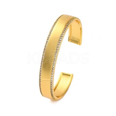 Rack Plating Brass Micro Pave Cubic Zirconia Cuff Bracelets for Women BJEW-M040-20G-1