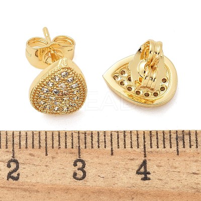 Brass Micro Pave Clear Cubic Zirconia Stud Earrings EJEW-D305-06G-1