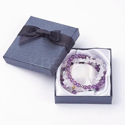 Natural Mixed Gemstone Stretch Bracelets BJEW-JB03365-05-1