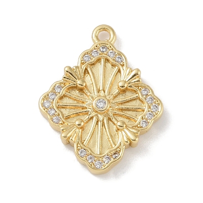 Rack Plating Brass Micro Pave Clear Cubic Zirconia Pendants KK-A224-04G-1